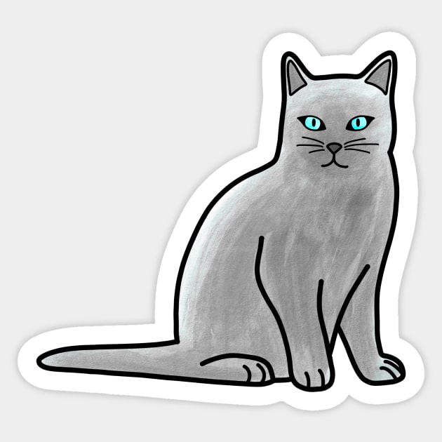 Russian Blue Cat Sticker by Kelly Louise Art